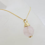 9ct Yellow Gold Rose Quartz Ball Pendant on Gold Chain