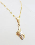 9ct Yellow Gold Diamond Twist Pendant on Gold Chain