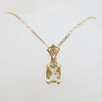 9ct Yellow Gold Rectangular Lemon Citrine Pendant on Gold Chain