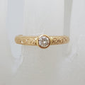 9ct Rose Gold Bezel Set Diamond Solitaire Ornate Motif Engagement Ring