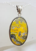 Sterling Silver Large Oval Bumble Bee Jasper Quartz Pendant on Silver Chain