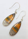 Sterling Silver Large Bumble Bee Jasper Quartz Teardrop / Pear Shape Earrings