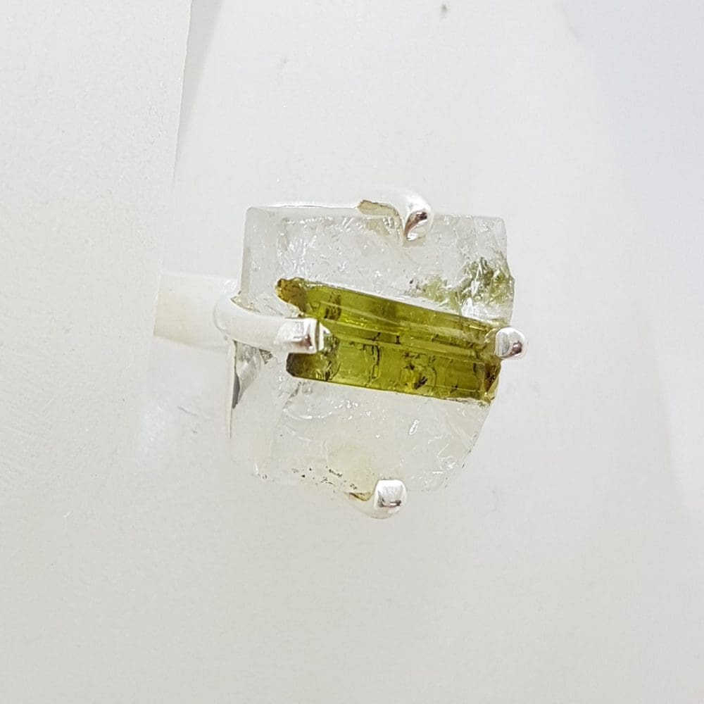 Sterling Silver Square Tourmaline Claw Set Ring