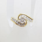9ct Yellow Gold Diamond Twist Cluster Engagement and Wedding Ring Set