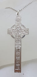 Sterling Silver Large Ornate Celtic Cross Pendant on Silver Chain