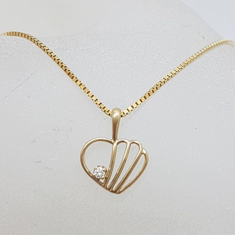 9ct Yellow Gold with Diamond Heart Charm / Pendant only