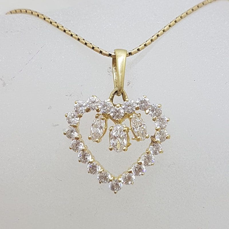 14ct Yellow Gold Cubic Zirconia Heart Pendant on Gold Chain