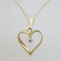9ct Yellow Gold with Diamond Heart Pendant on Gold Chain