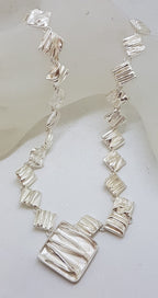 Sterling Silver Crinkle Cut Design Collier Necklace / Chain