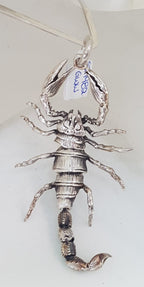 Sterling Silver Large Jointed Scorpio Pendant on Sterling Silver Choker Chain