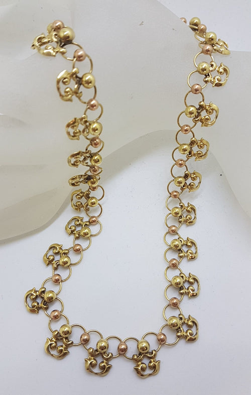 14ct Yellow & Rose Gold Ornate Collier Necklace Chain - Antique / Vintage Handmade : Horwath-Macho Vienna