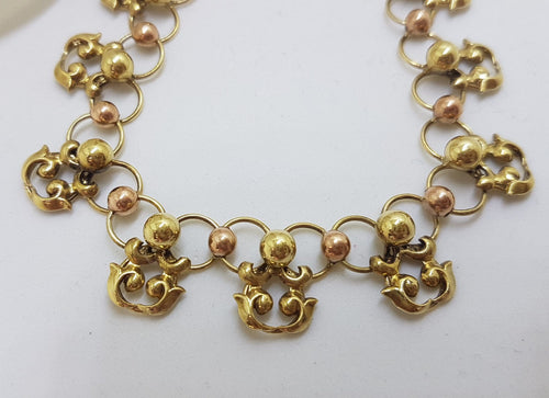 14ct Yellow & Rose Gold Ornate Collier Necklace Chain - Antique / Vintage Handmade : Horwath-Macho Vienna