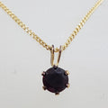 9ct Yellow Gold Round Claw Set Garnet Pendant on Gold Chain