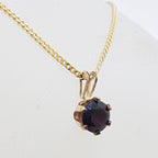 9ct Yellow Gold Round Claw Set Garnet Pendant on Gold Chain