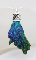 Sterling Silver Black Titanium Kyanite Pendant on Silver Chain – Peacock / Rainbow Colours