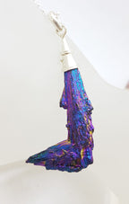 Sterling Silver Black Titanium Kyanite Pendant on Silver Chain – Purple and Blue L Shape