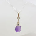 Sterling Silver Amethyst Ball in Cone Drop Pendant on Silver Chain