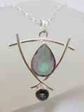 Sterling Silver Large Mystic Quartz / Mystic Topaz Pendant on Silver Chain