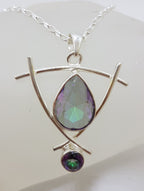 Sterling Silver Large Mystic Quartz / Mystic Topaz Pendant on Silver Chain