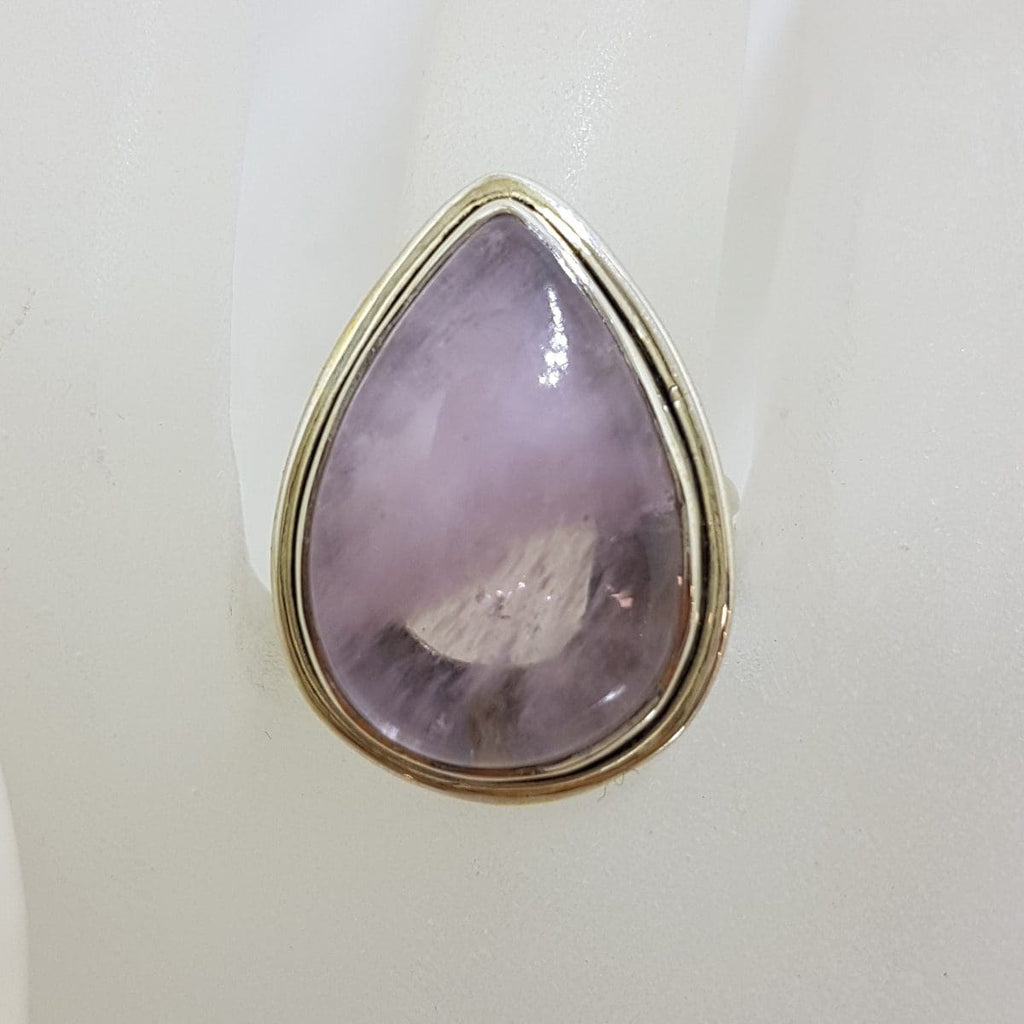 Sterling Silver Large Teardrop / Pear Shape Morganite Ring