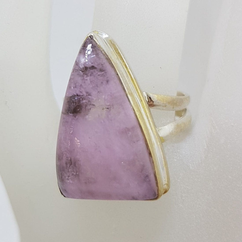 Sterling Silver Large Triangular Morganite Ring
