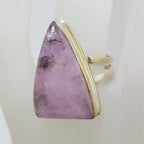 Sterling Silver Large Triangular Morganite Ring
