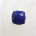 Sterling Silver Large Square Faceted Lapis Lazuli Ring