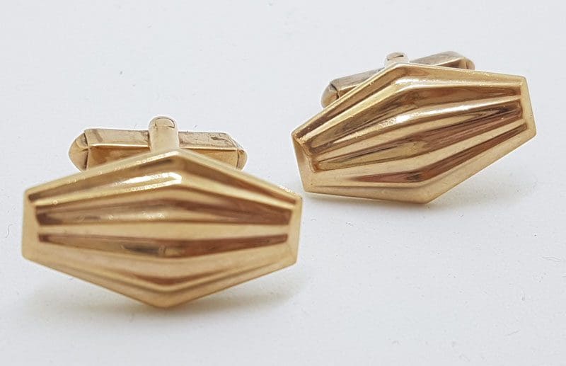 9ct Rose Gold Stunning Marquis Shape Cufflinks - Antique / Vintage