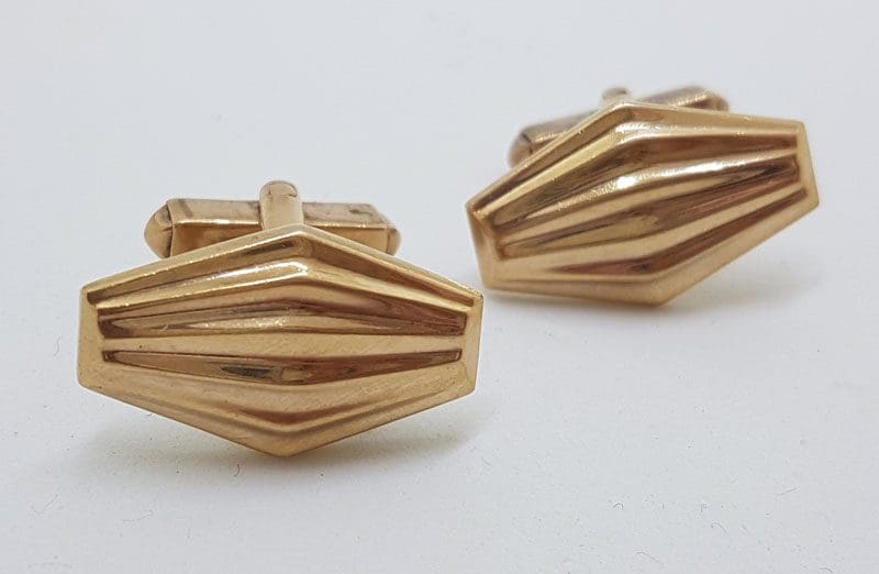 9ct Rose Gold Stunning Marquis Shape Cufflinks - Antique / Vintage