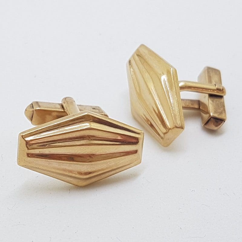 9ct Rose Gold Stunning Marquis Shape Cufflinks - Antique / Vintage