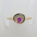 9ct Yellow Gold Bezel Set Watermelon Tourmaline Ring