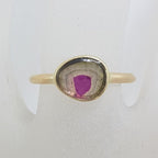 9ct Yellow Gold Bezel Set Watermelon Tourmaline Ring