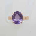 9ct Rose Gold Oval Claw Set Amethyst Ring
