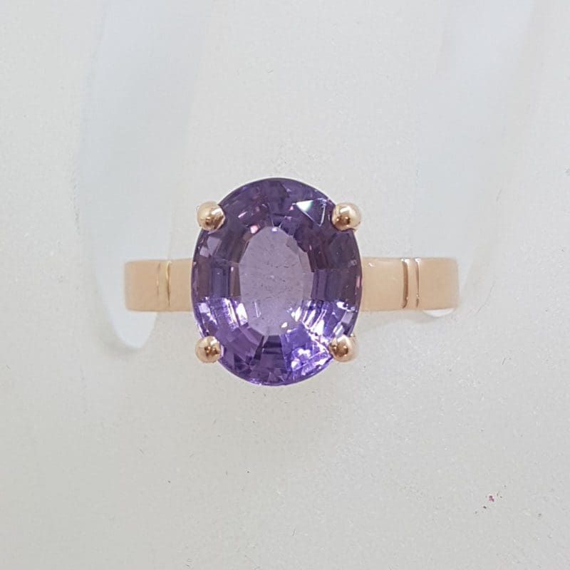 9ct Rose Gold Oval Claw Set Amethyst Ring