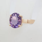 9ct Rose Gold Oval Claw Set Amethyst Ring