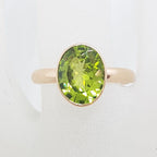 9ct Rose Gold Oval Bezel Set Peridot Ring