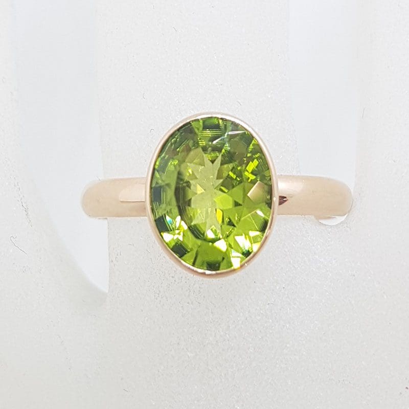 9ct Rose Gold Oval Bezel Set Peridot Ring