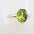 9ct Rose Gold Oval Bezel Set Peridot Ring