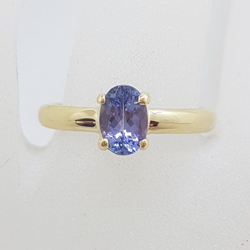 9ct Yellow Gold Oval Claw Set Tanzanite Ring