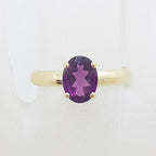 9ct Yellow Gold Oval Claw Set Rhodolite Garnet Ring
