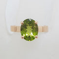 9ct Rose Gold Oval Claw Set Peridot Ring