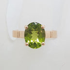 9ct Rose Gold Oval Claw Set Peridot Ring