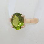 9ct Rose Gold Oval Claw Set Peridot Ring
