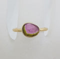 9ct Yellow Gold Oval Bezel Set Watermelon Tourmaline Ring