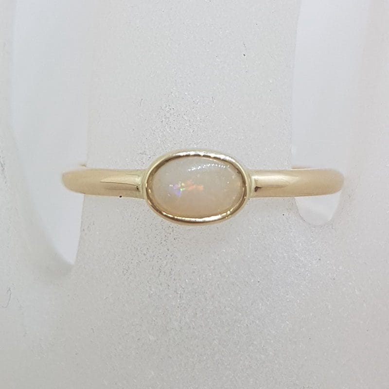 9ct Yellow Gold Solid Opal Oval Ring