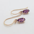 9ct Rose Gold Oval Claw Set Rhodolite Garnet Drop Earrings