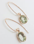 9ct Rose Gold Long Oval Bezel Set Green Amethyst / Prasiolite Drop Earrings