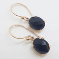 9ct Rose Gold Oval Claw Set Onyx Drop Earrings