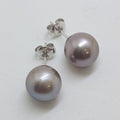 9ct White Gold Grey / Black Tahitian Pearl South Sea Stud Earrings