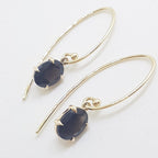 9ct Yellow Gold Oval Claw Set Long Smokey Quartz Drop Earrings